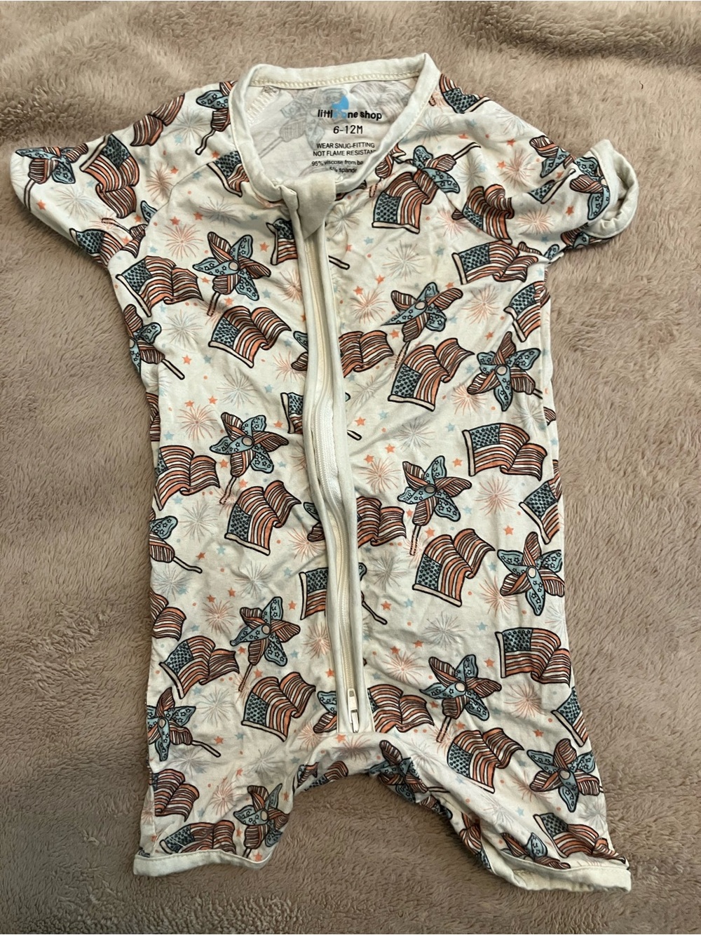 Bamboo American flag onsie